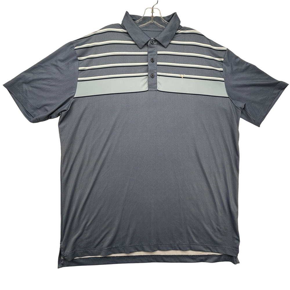 Callaway Shirt Mens XL Opti-Dri Golf Polo Blue Striped Performance Stretch